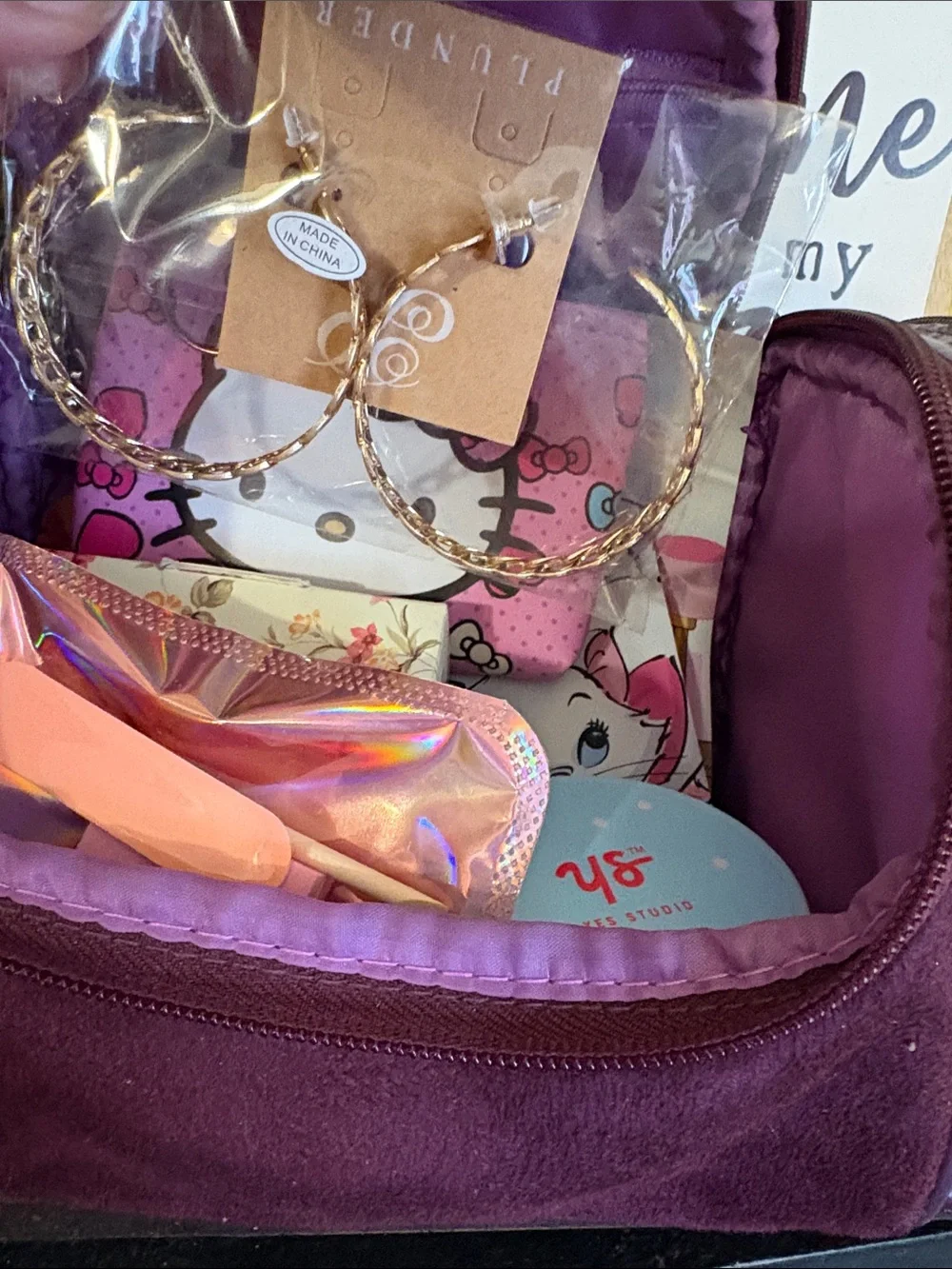 10 MYSTERY Items Including Cosmetic Travel Case with Hook & side pockets